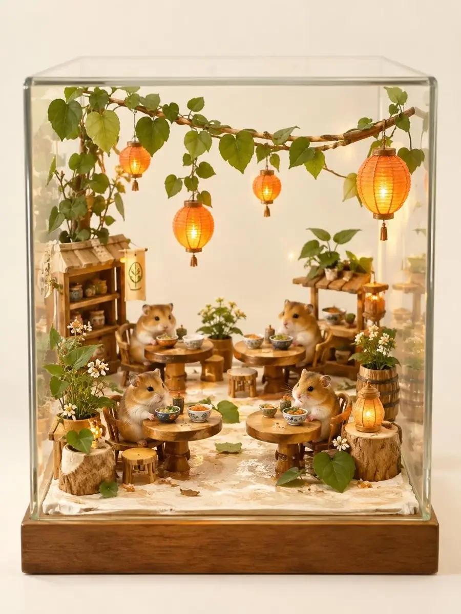 二十一点的仓鼠食堂 - 花魁短剧免下载 萌宠剧场 《二十一点的仓鼠食堂》萌宠剧场封面插画